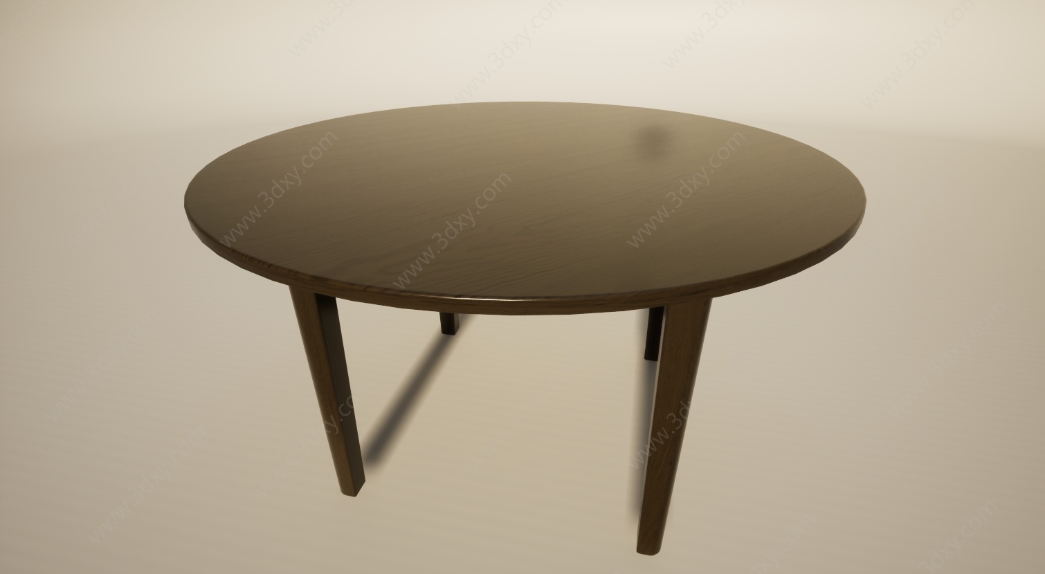 简约实木圆桌餐桌3D模型