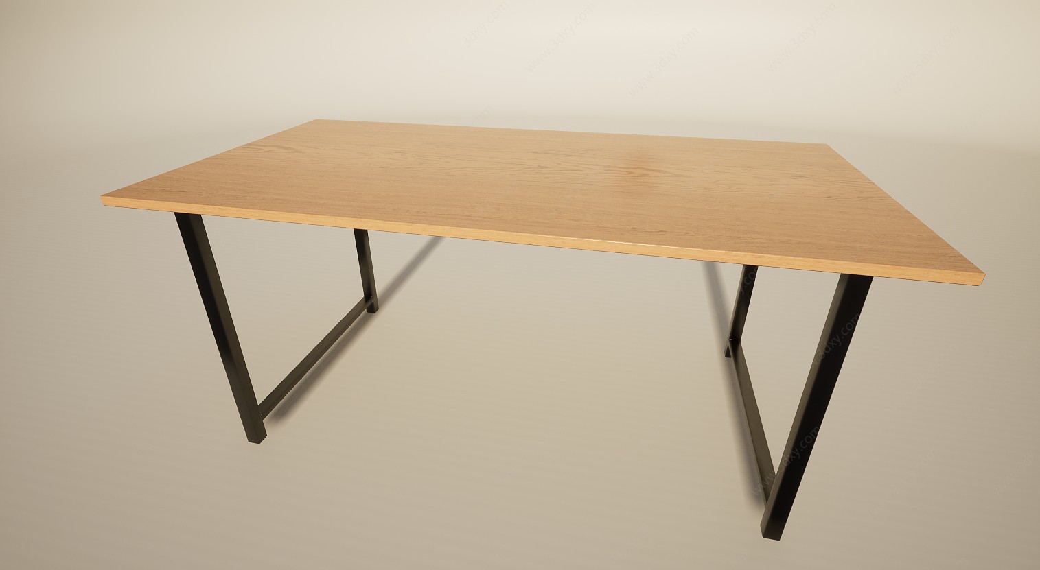 简约铁艺方桌办公桌3D模型