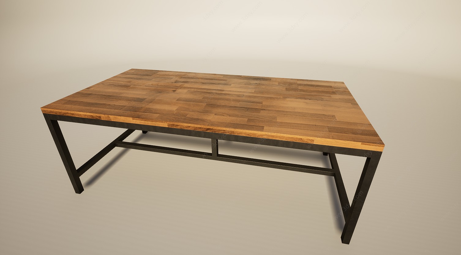 铁艺实木餐桌办公桌3D模型