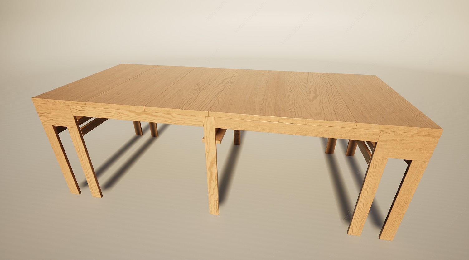 简约实木长桌办公桌3D模型