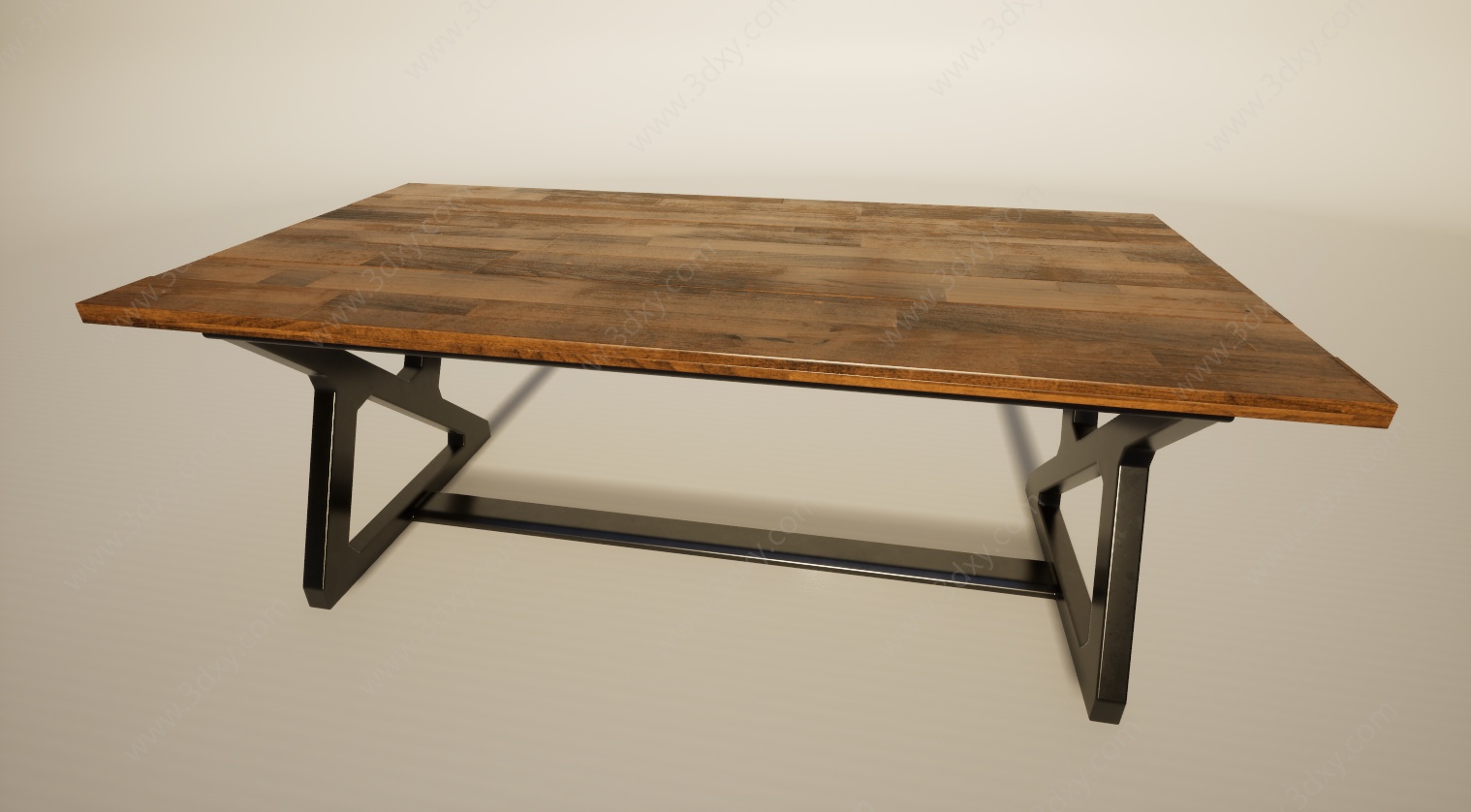 简易铁艺长桌办公桌3D模型