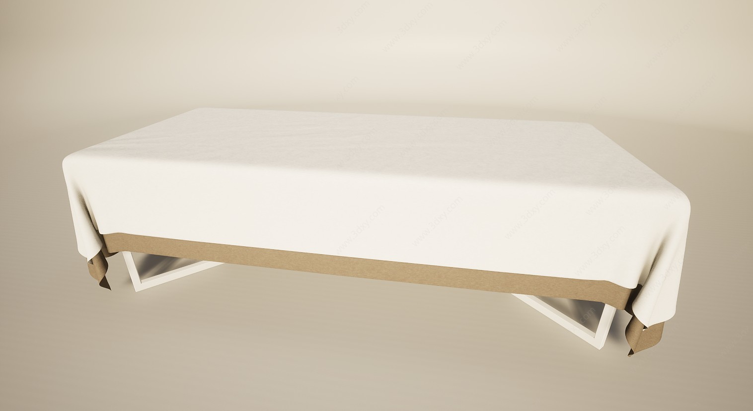宴会盖桌布长桌餐桌3D模型