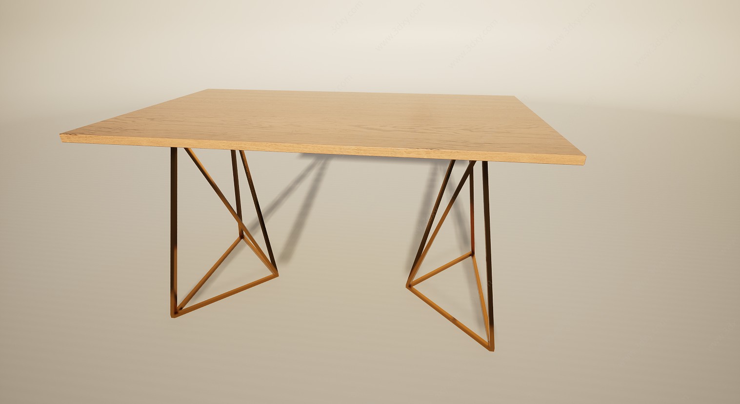 简易铁艺餐桌办公桌3D模型