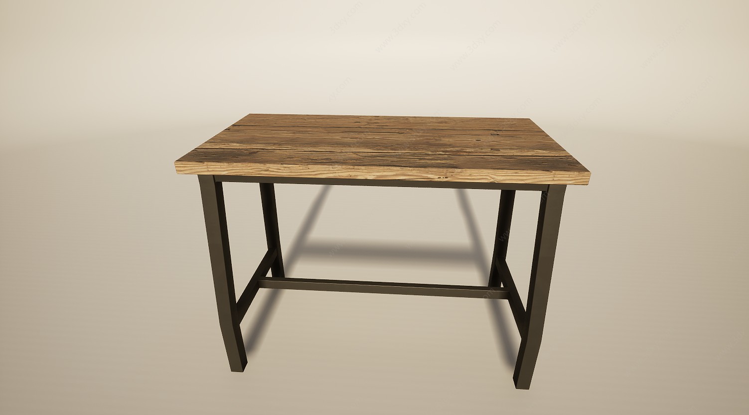 简易铁艺方桌办公桌3D模型