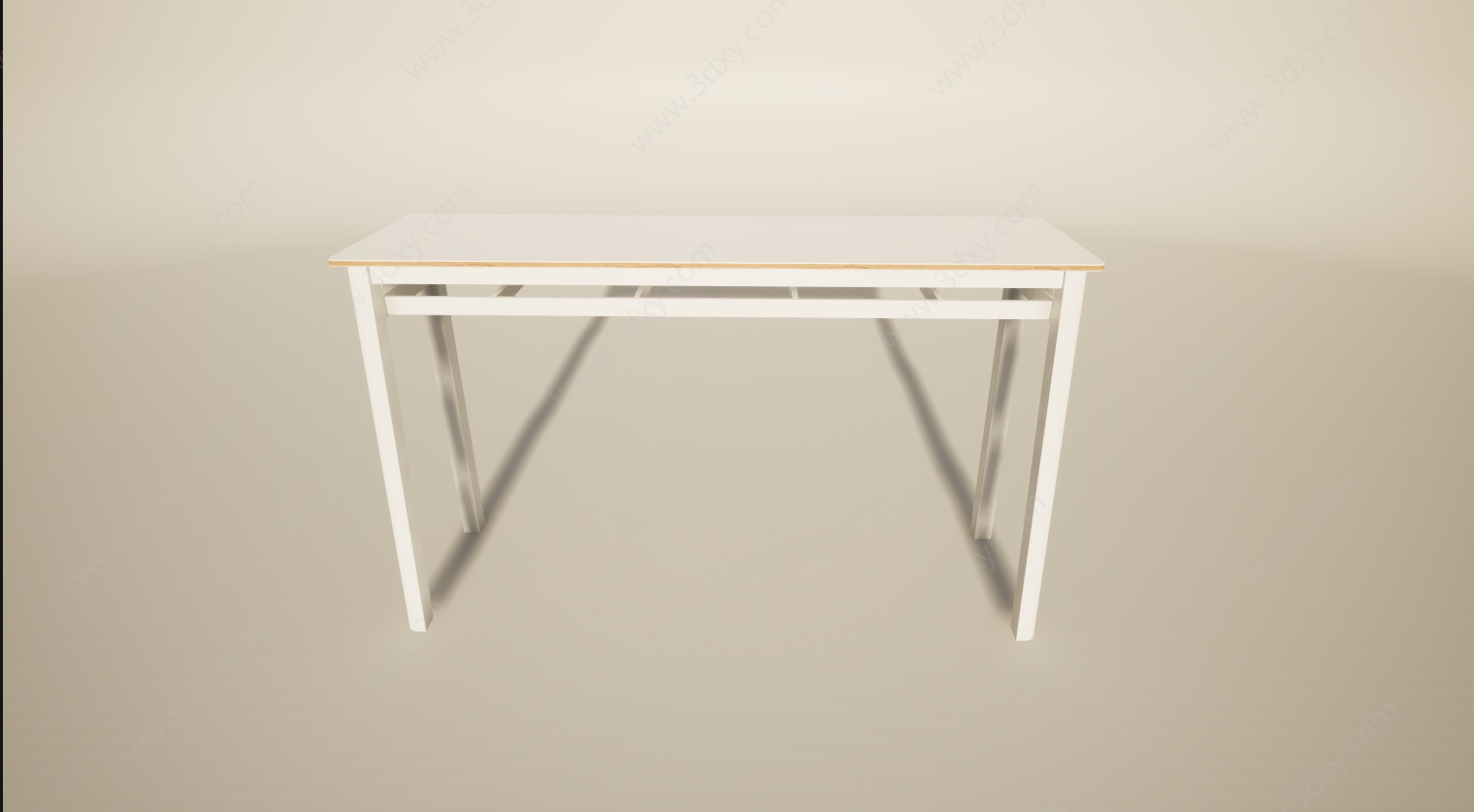 简易白色长桌办公桌3D模型