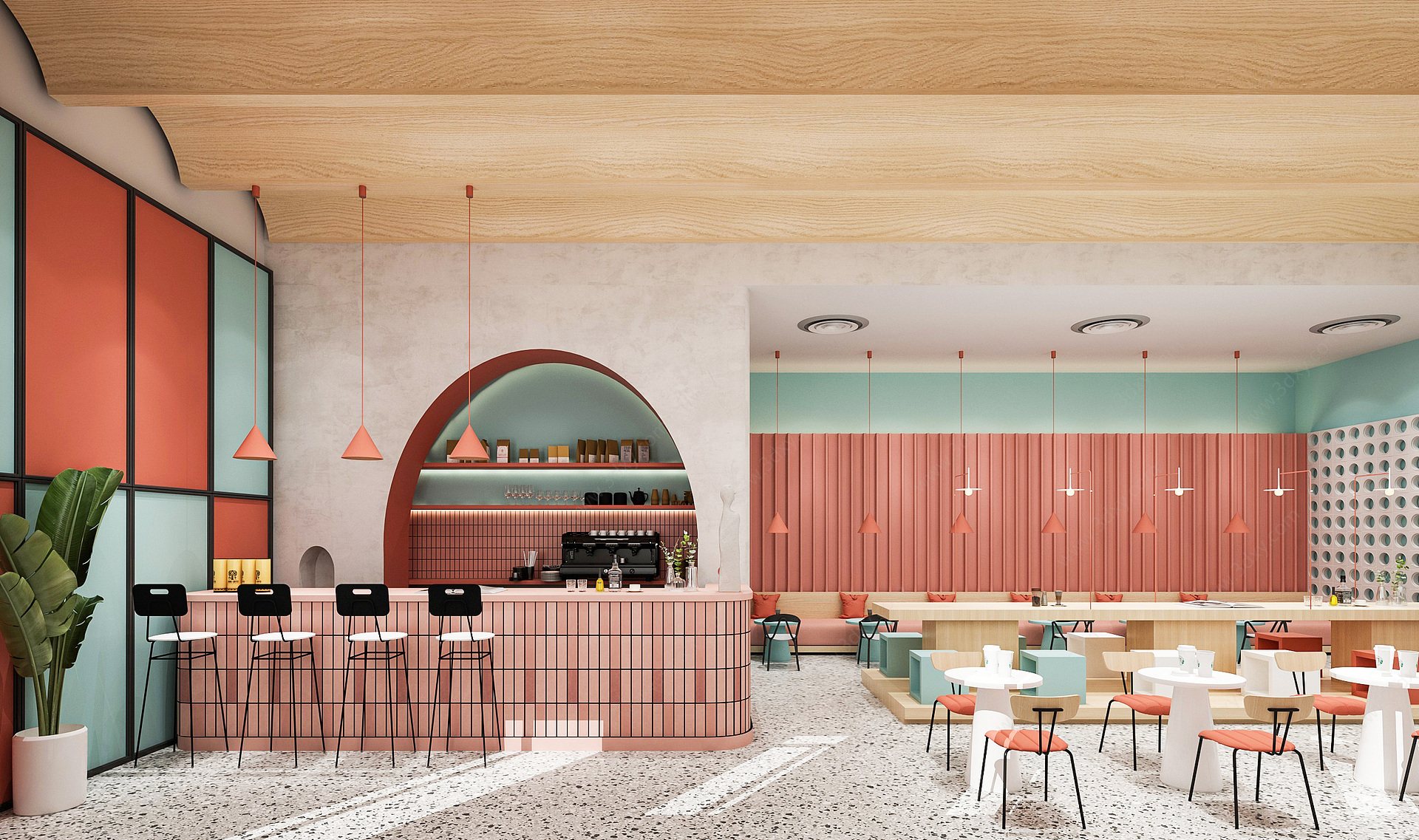彩虹彩色咖啡厅餐厅3D模型