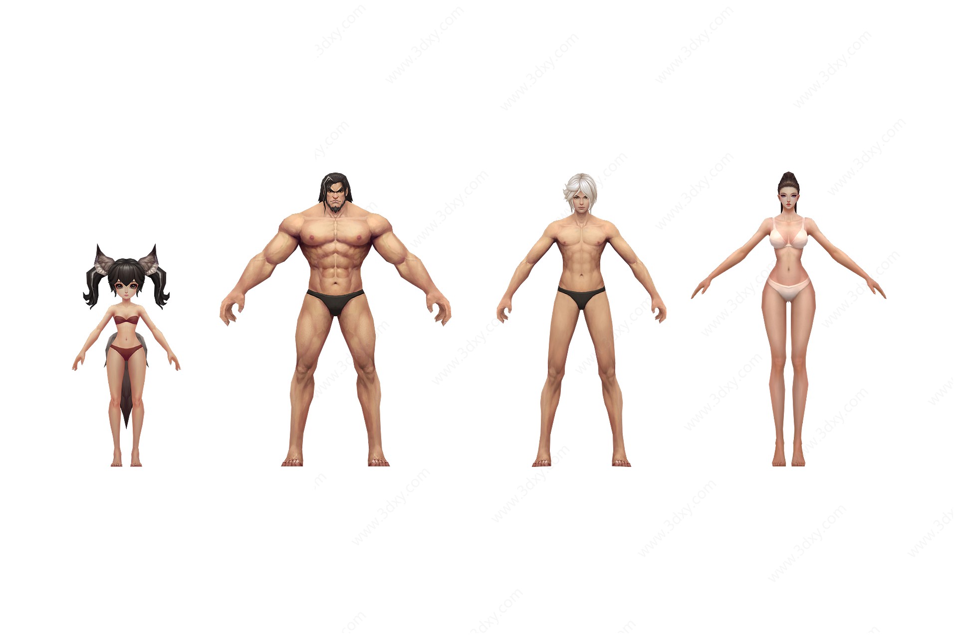 游戏动漫角色人物裸模3D模型