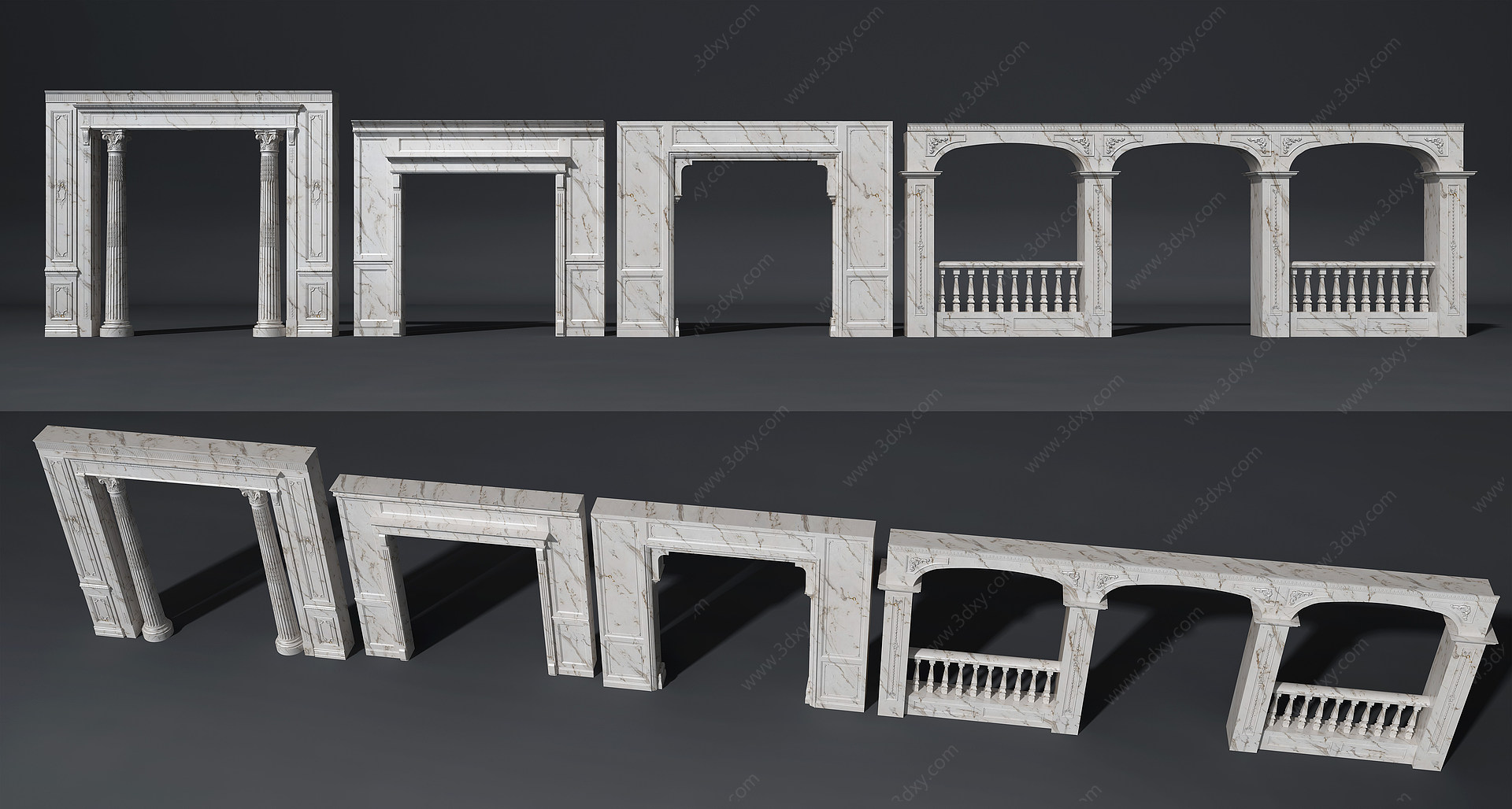 欧式拱门垭口门洞组合3D模型