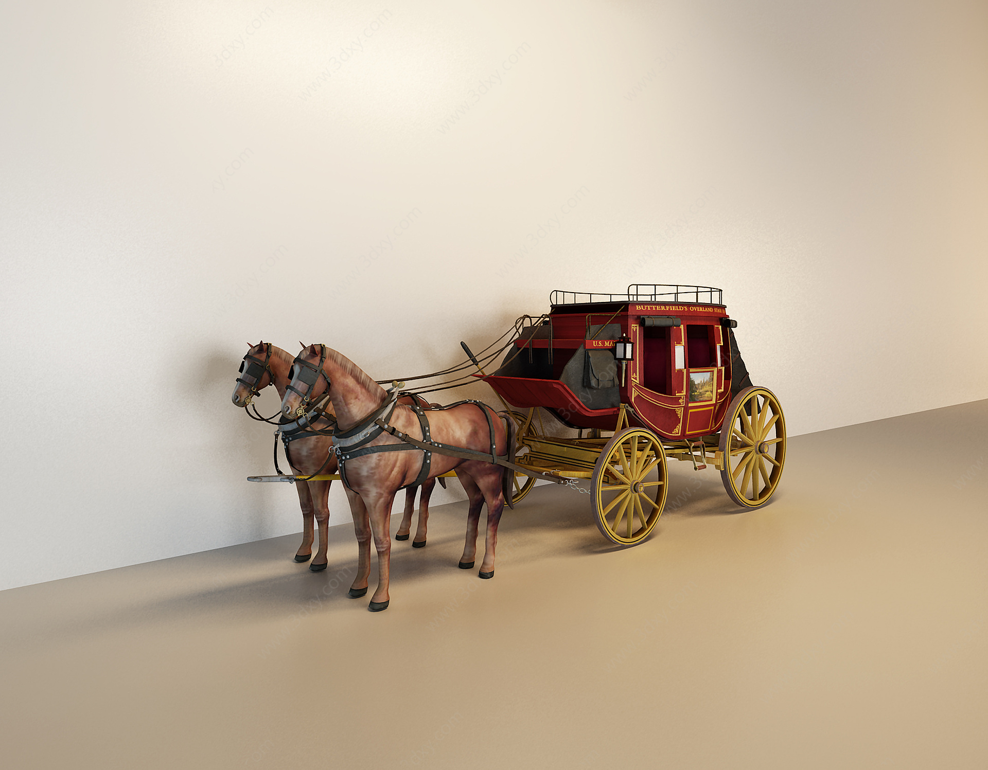 中式马车艺术品3D模型