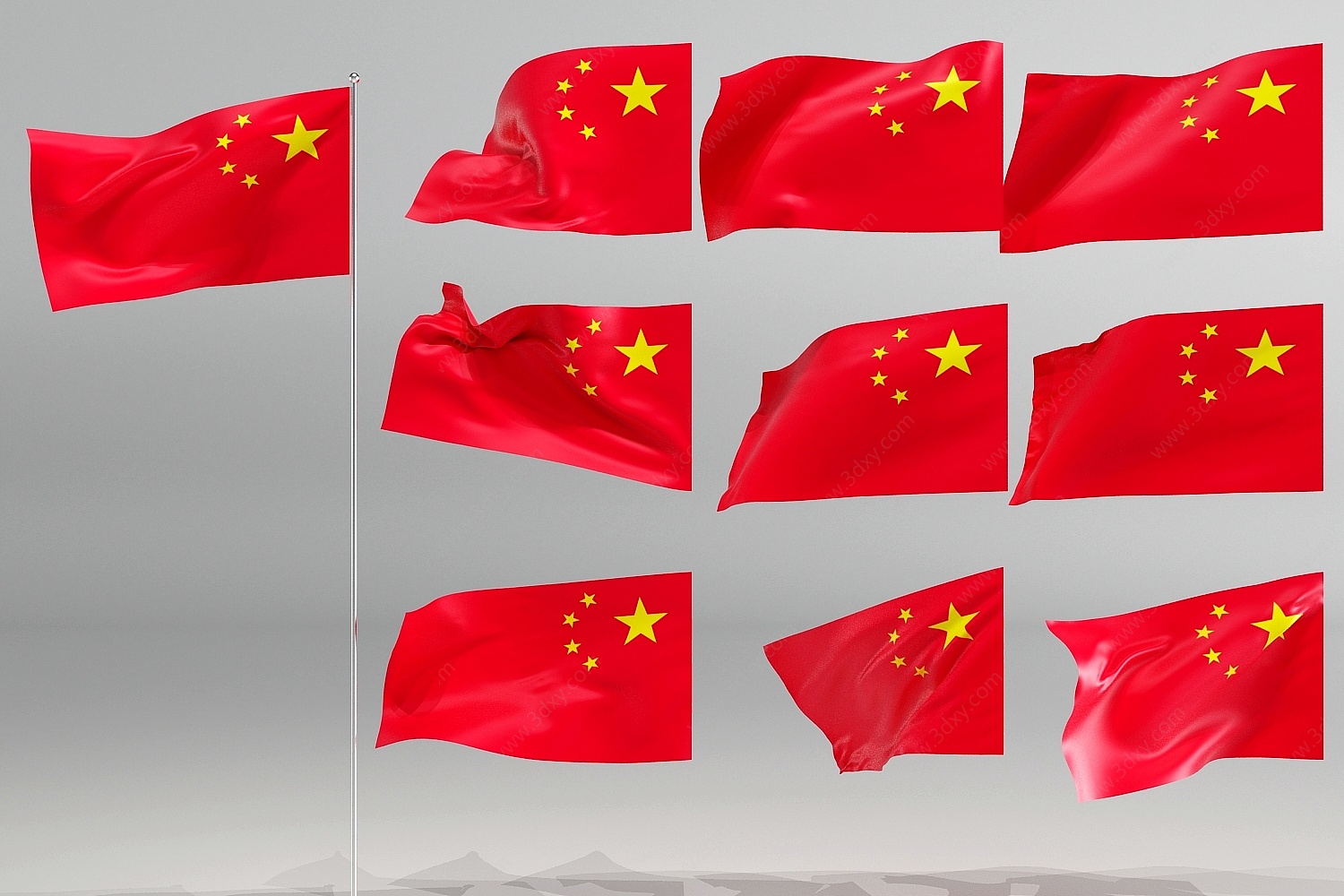 中华人民共和国国旗飘扬3D模型