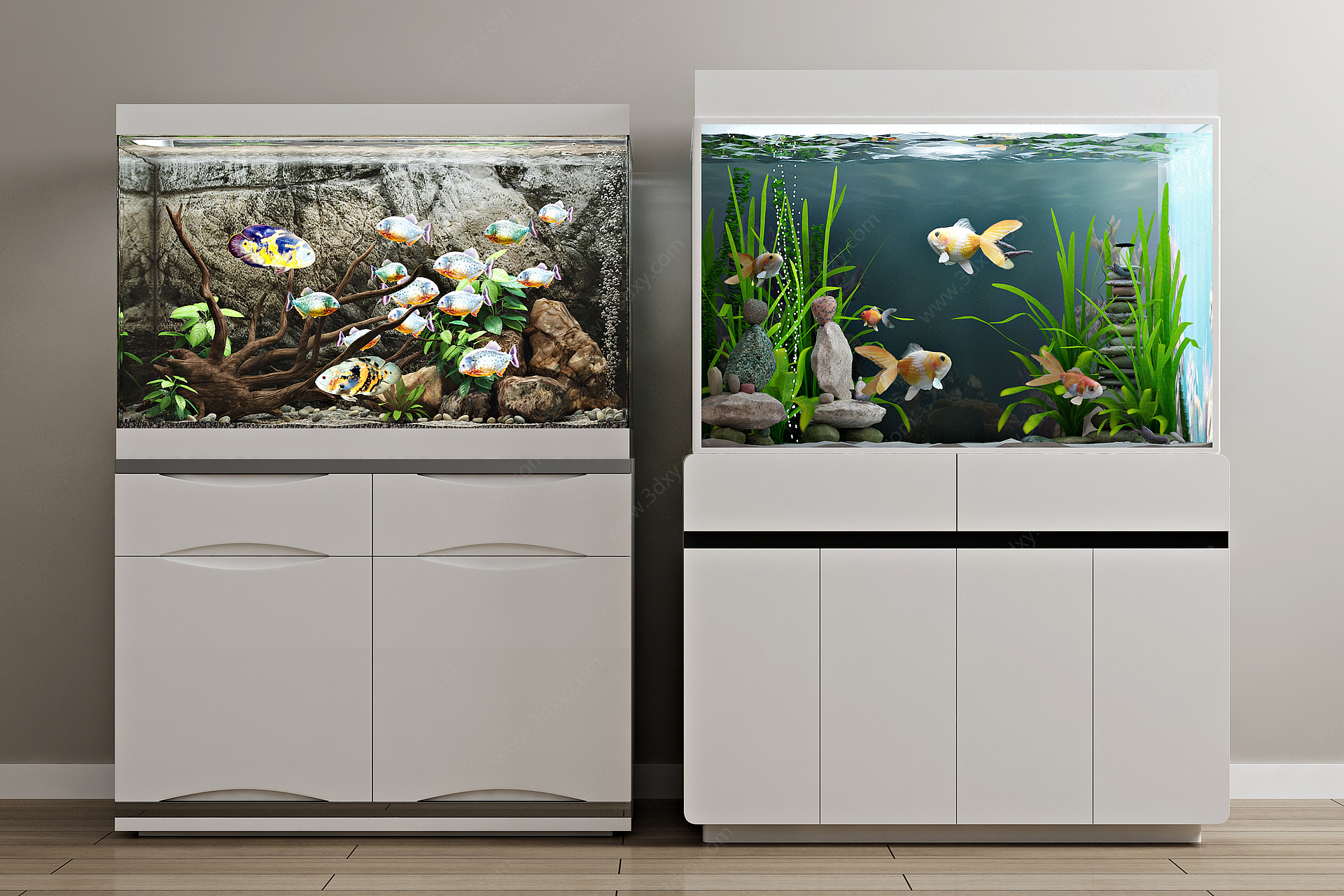 生态鱼缸客厅水族箱3D模型