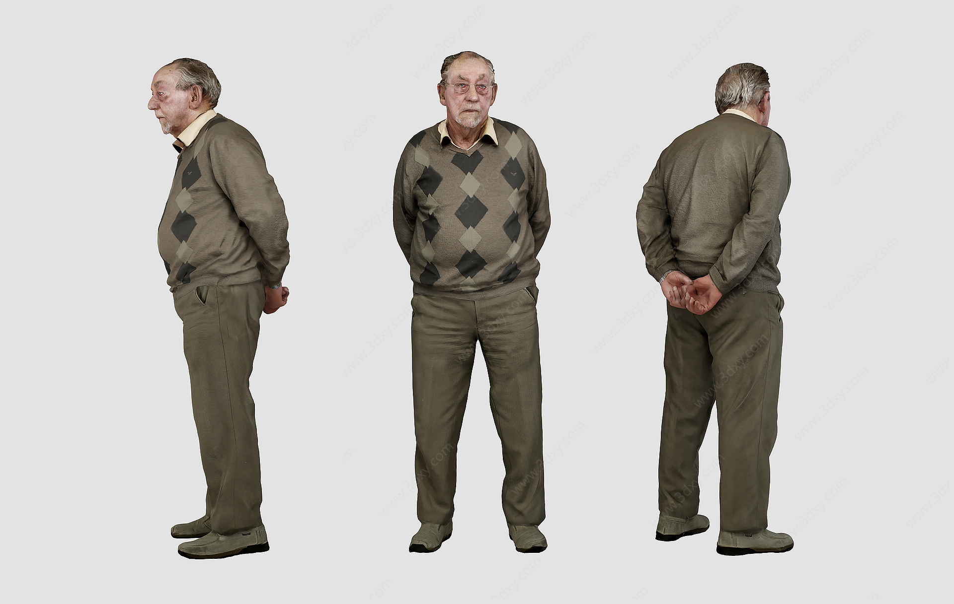 男性人物老人3D模型