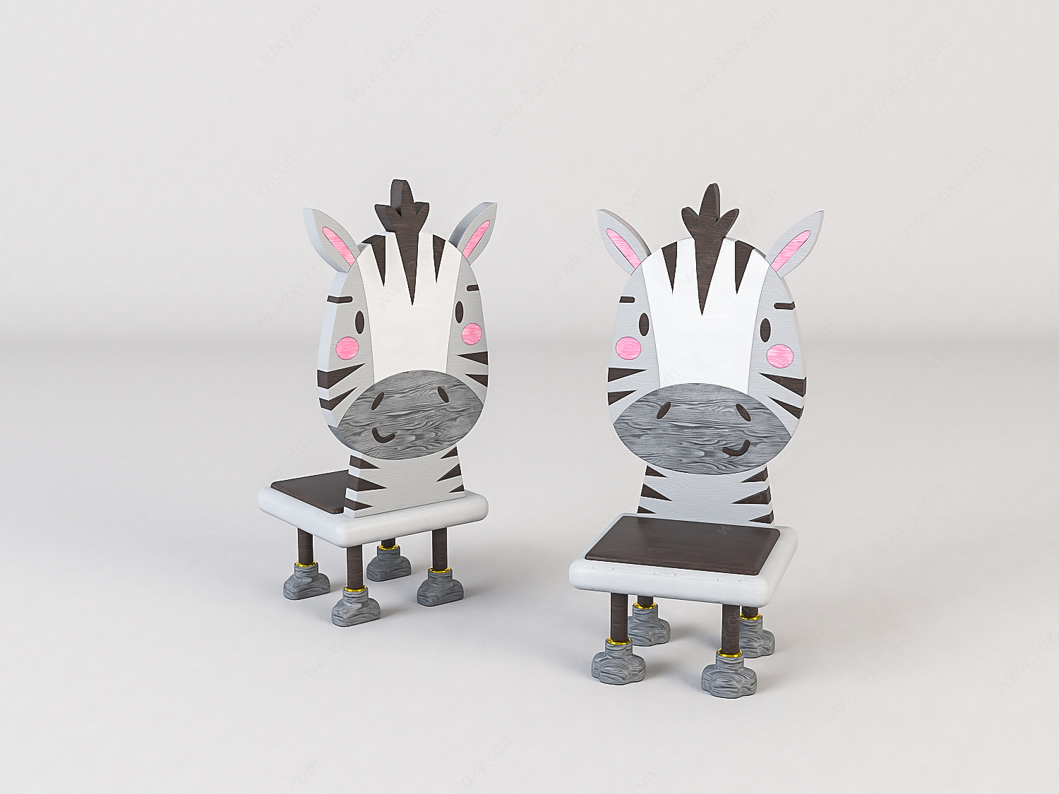 卡通斑马儿童椅3D模型