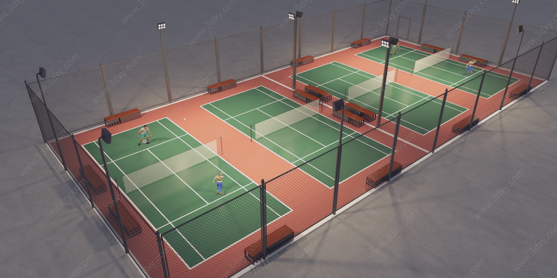 室外运动羽毛球场3D模型