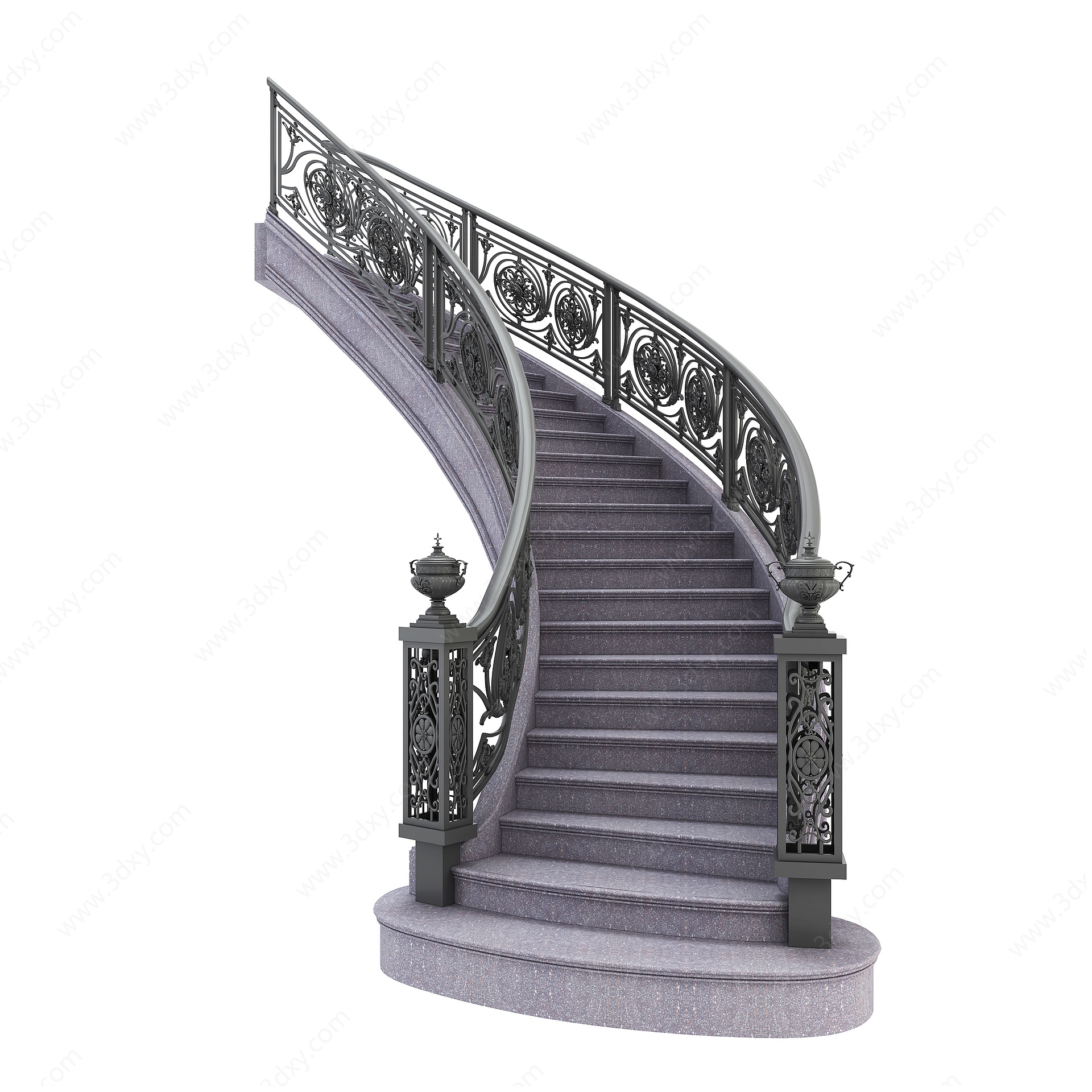 欧式简约铁艺楼梯3D模型