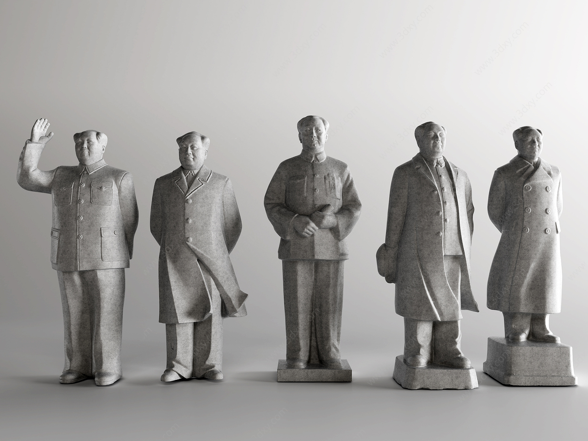 中式毛主席雕塑3D模型