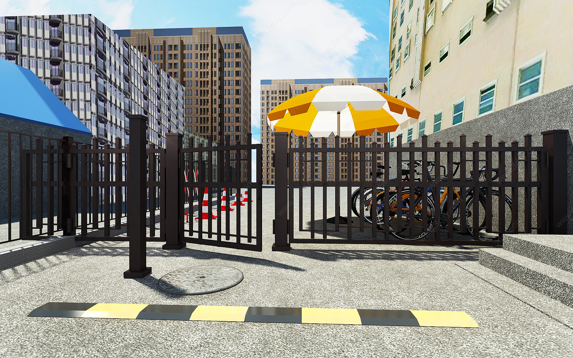 户外小区大门栏杆3D模型