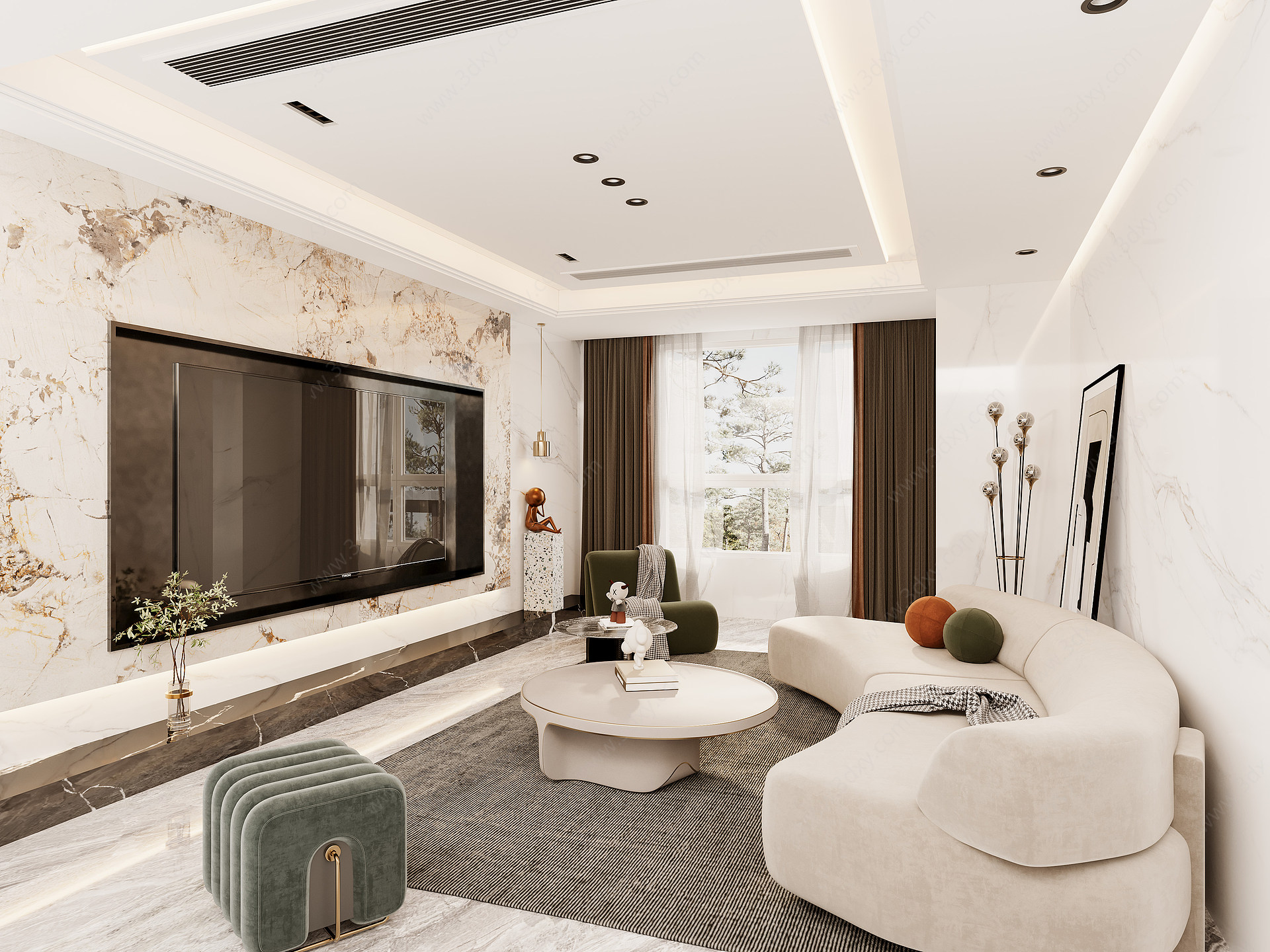 现代风家居客厅3D模型
