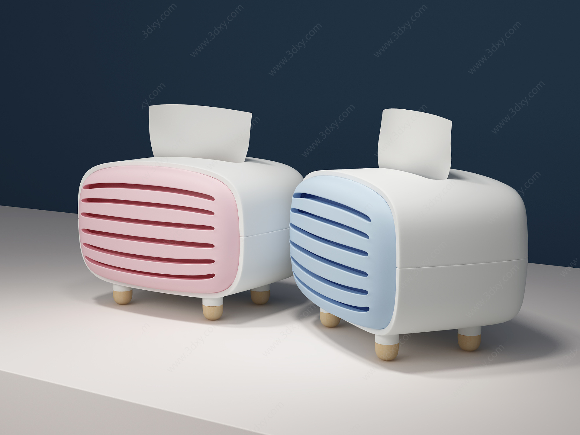 北欧两色纸巾盒家居用品3D模型