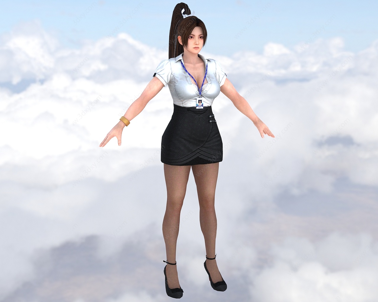 OL制服黑丝高跟白领女秘书3D模型