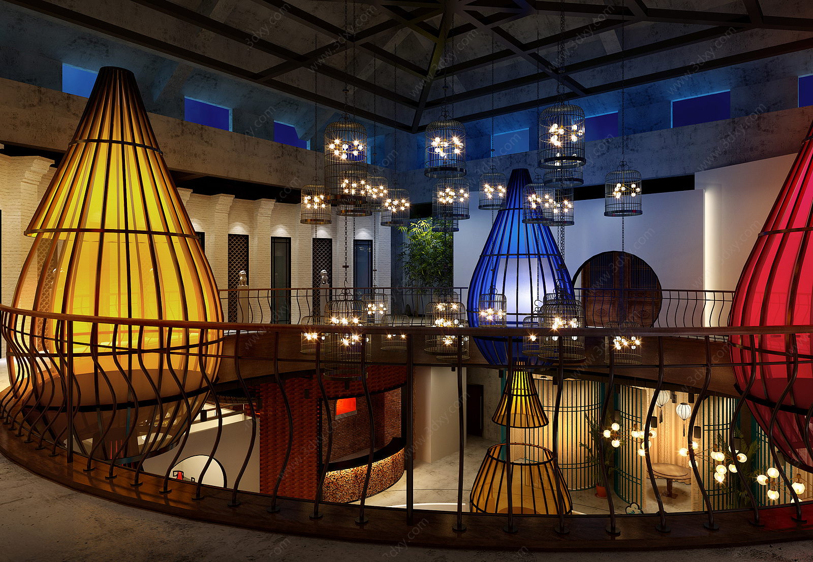 灯笼中式餐厅3D模型