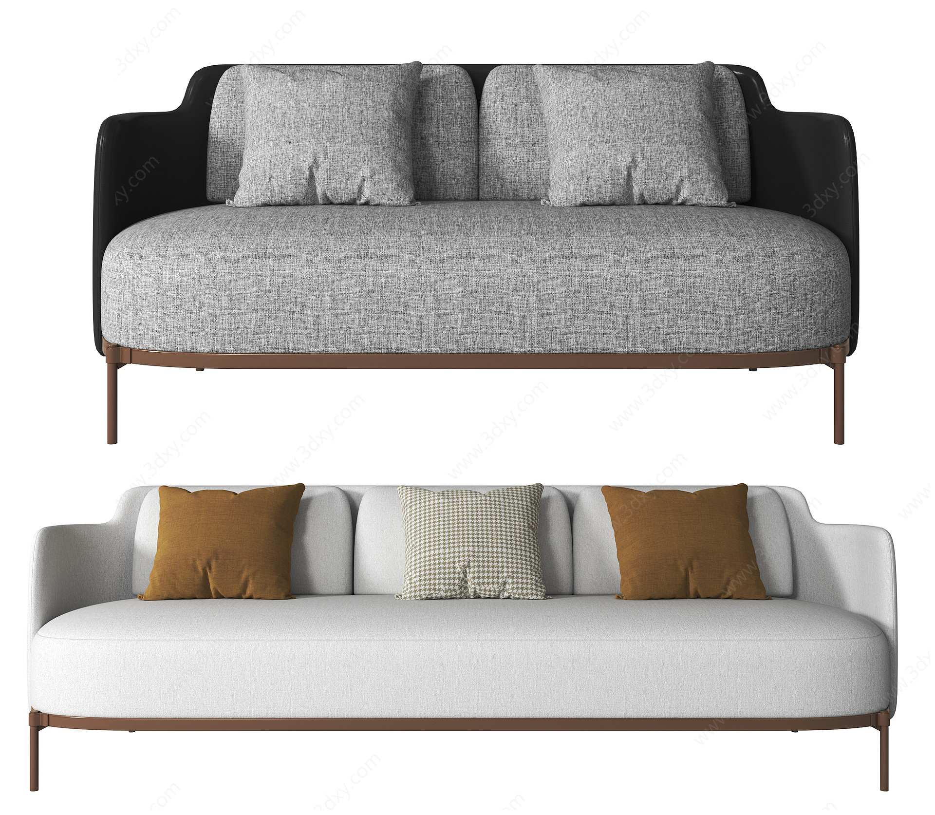 现代风三人沙发3D模型