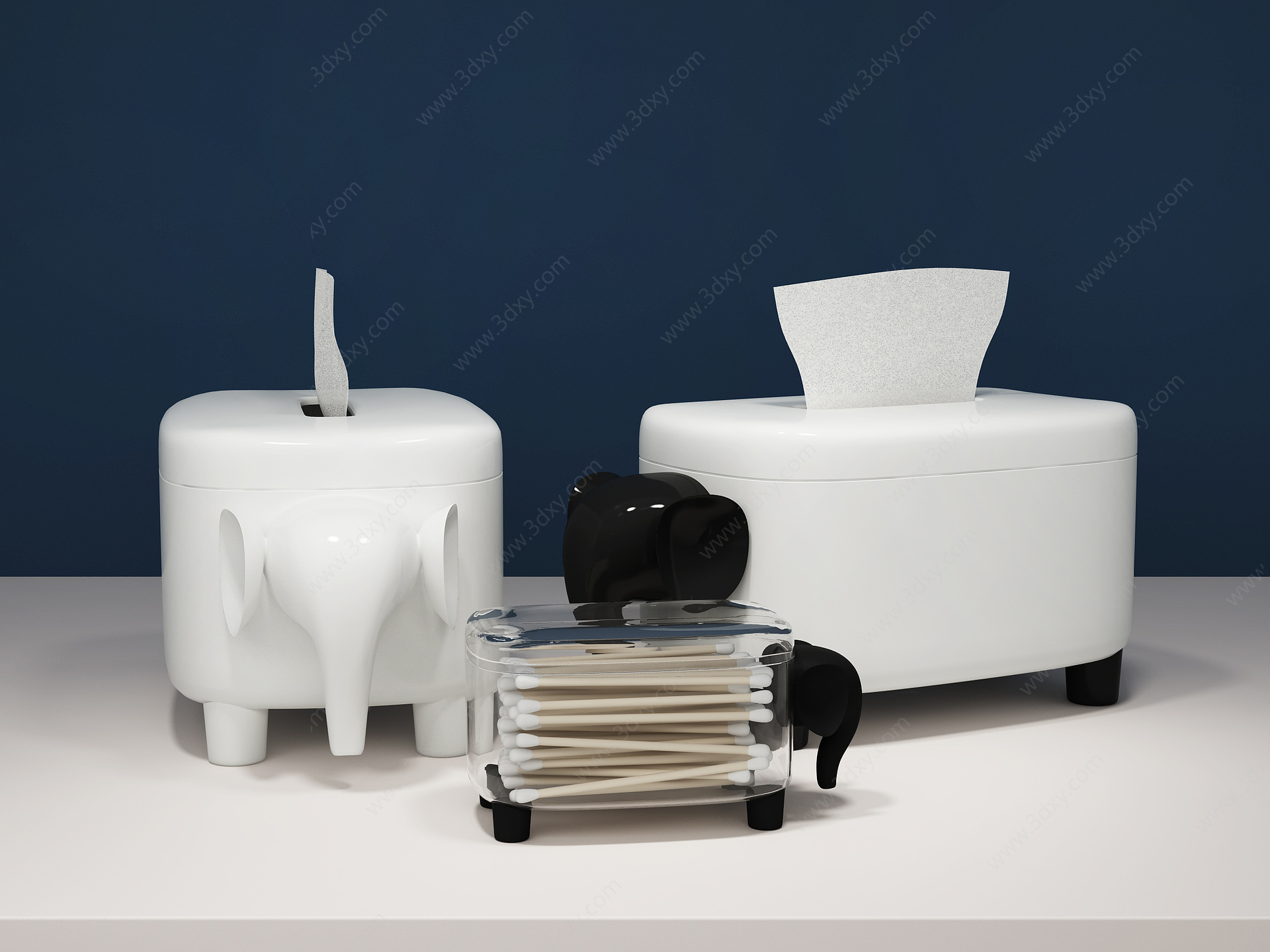大象纸巾盒棉签盒3D模型