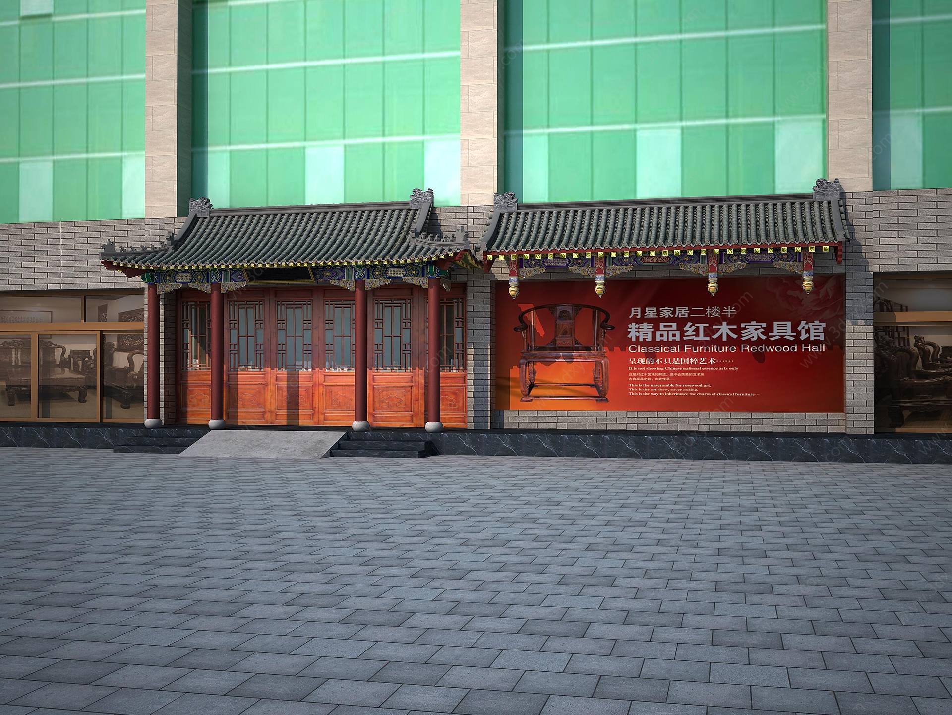 中式古建门头3D模型