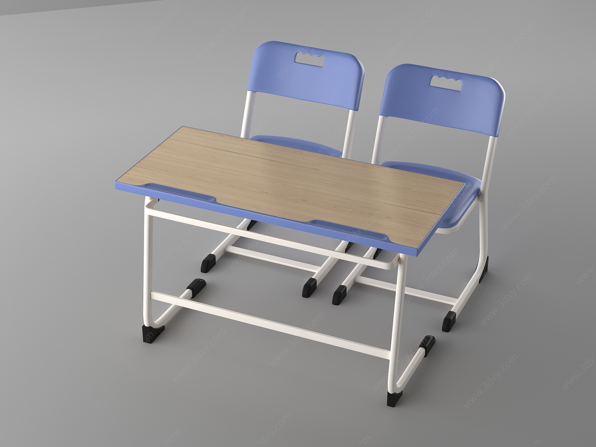 现代学生学习桌椅组合3D模型