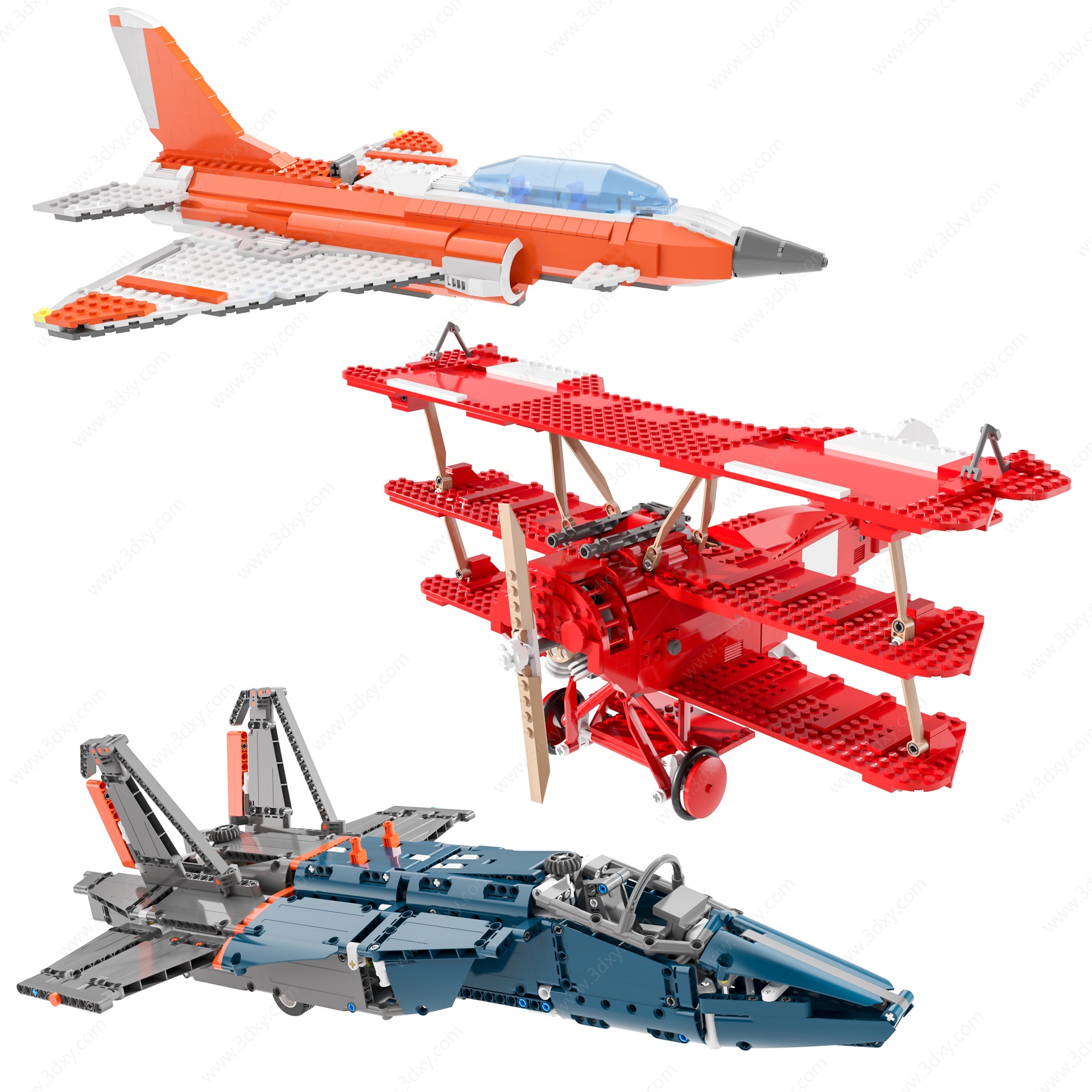 现代乐高飞机玩具3D模型