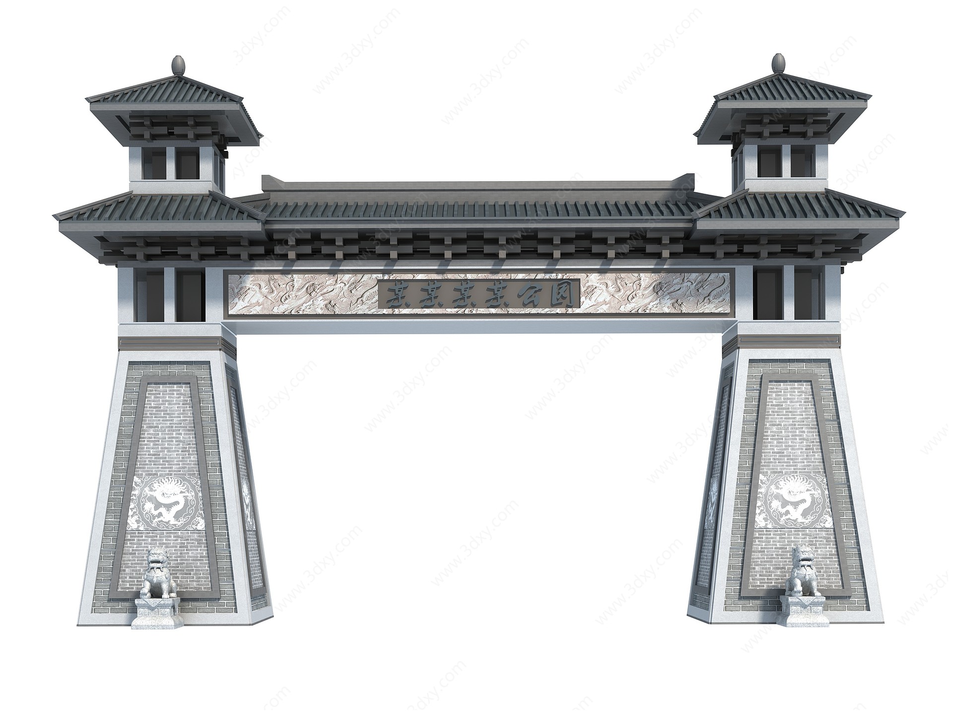 中式牌楼大门3D模型