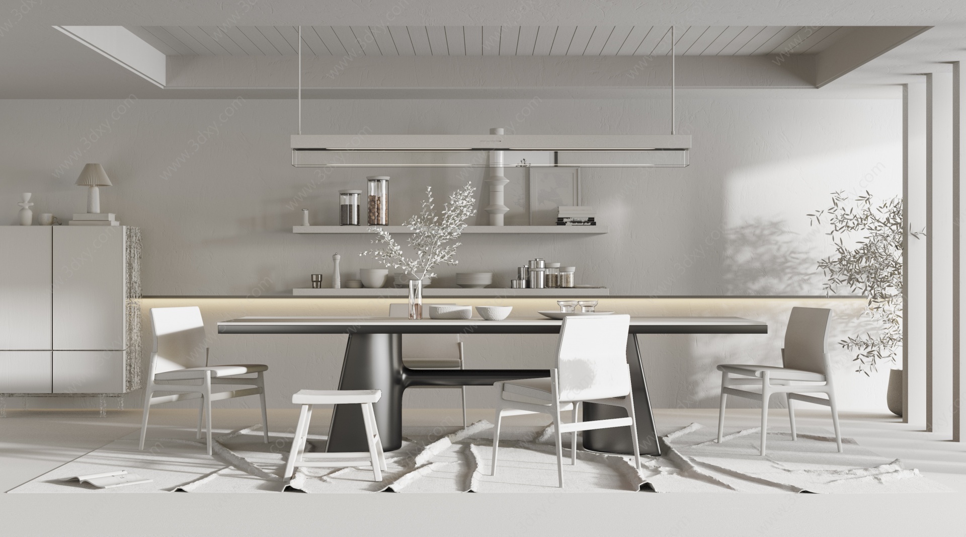 意大利现代家居餐厅3D模型