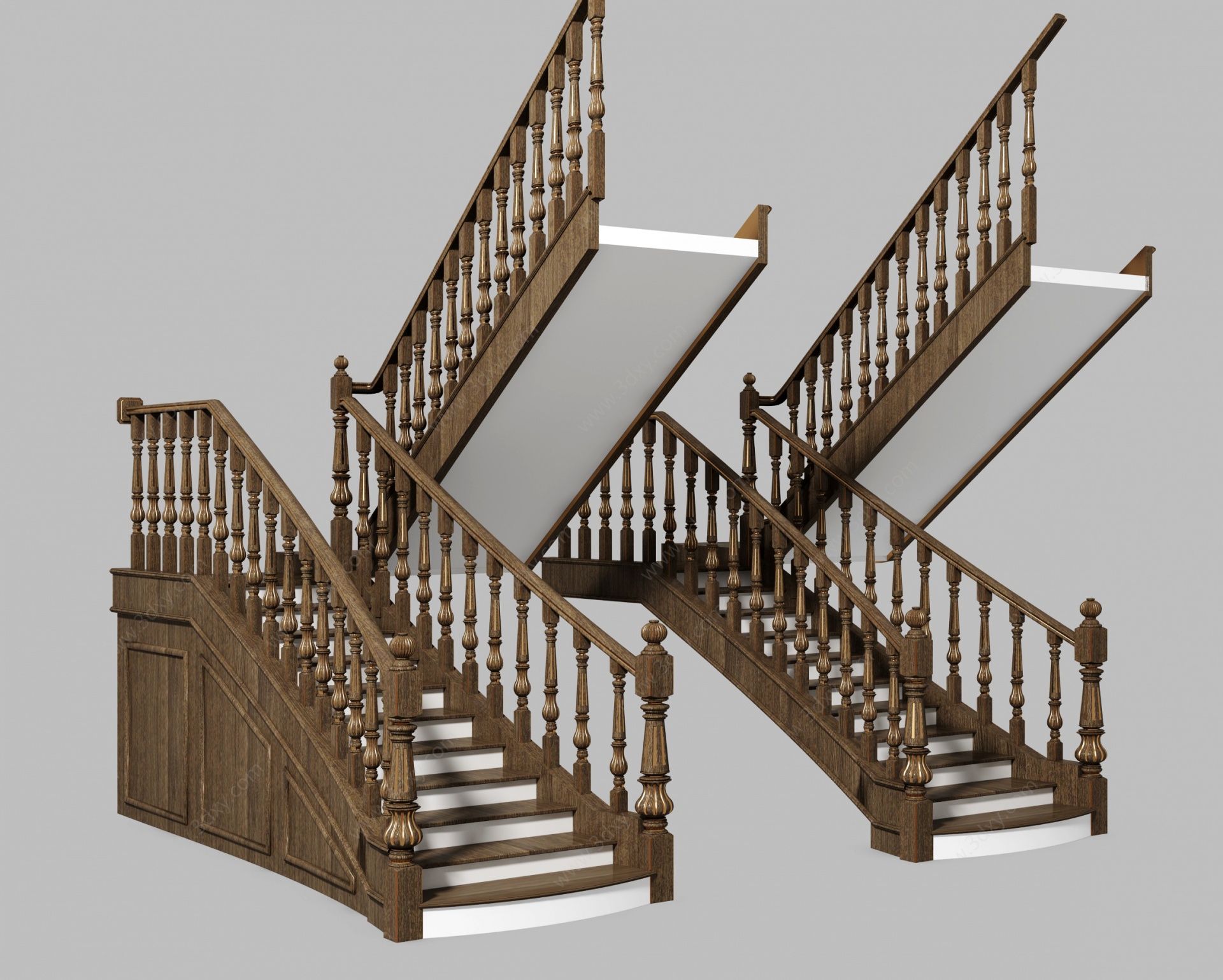 简欧实木楼梯3D模型