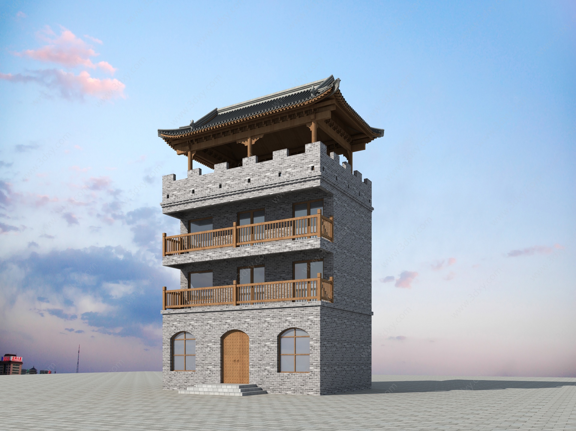 中式建筑中式古建观景台3D模型