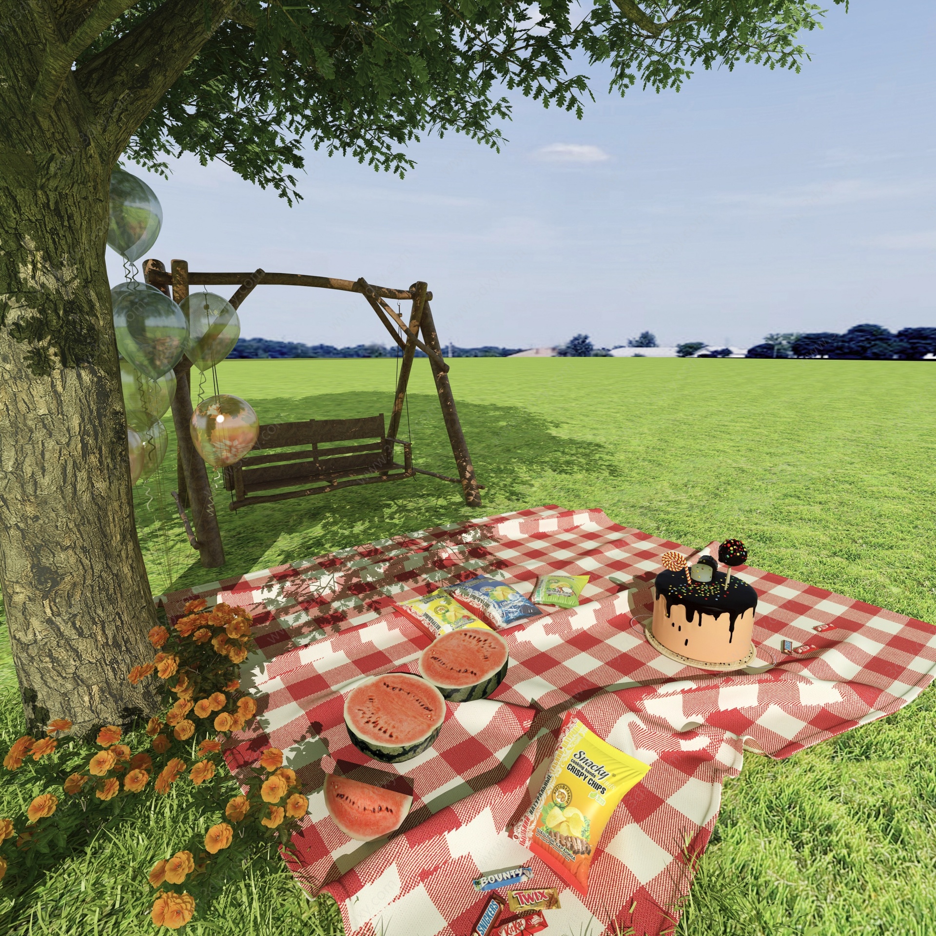户外野餐露营3D模型