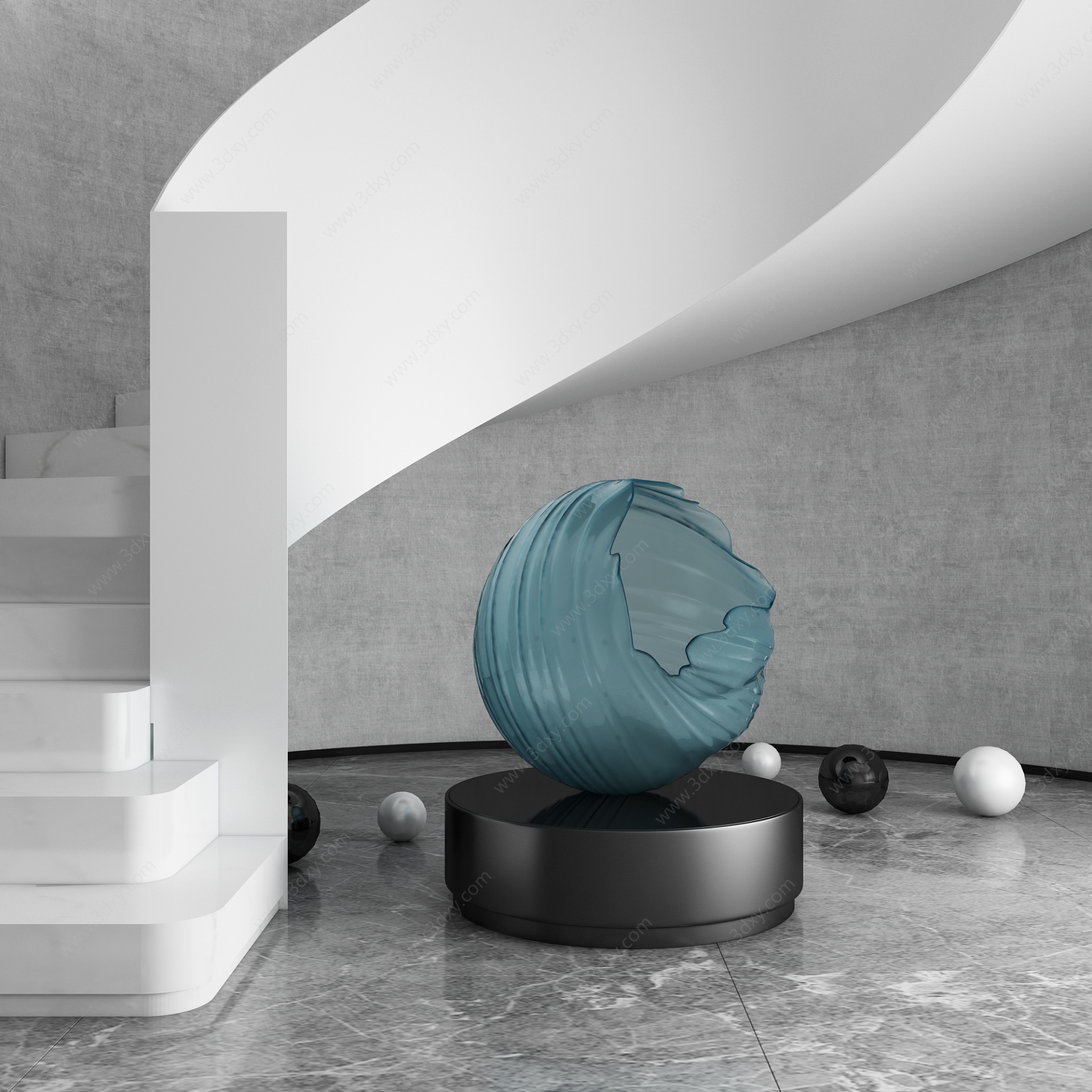 现代球形雕塑3D模型