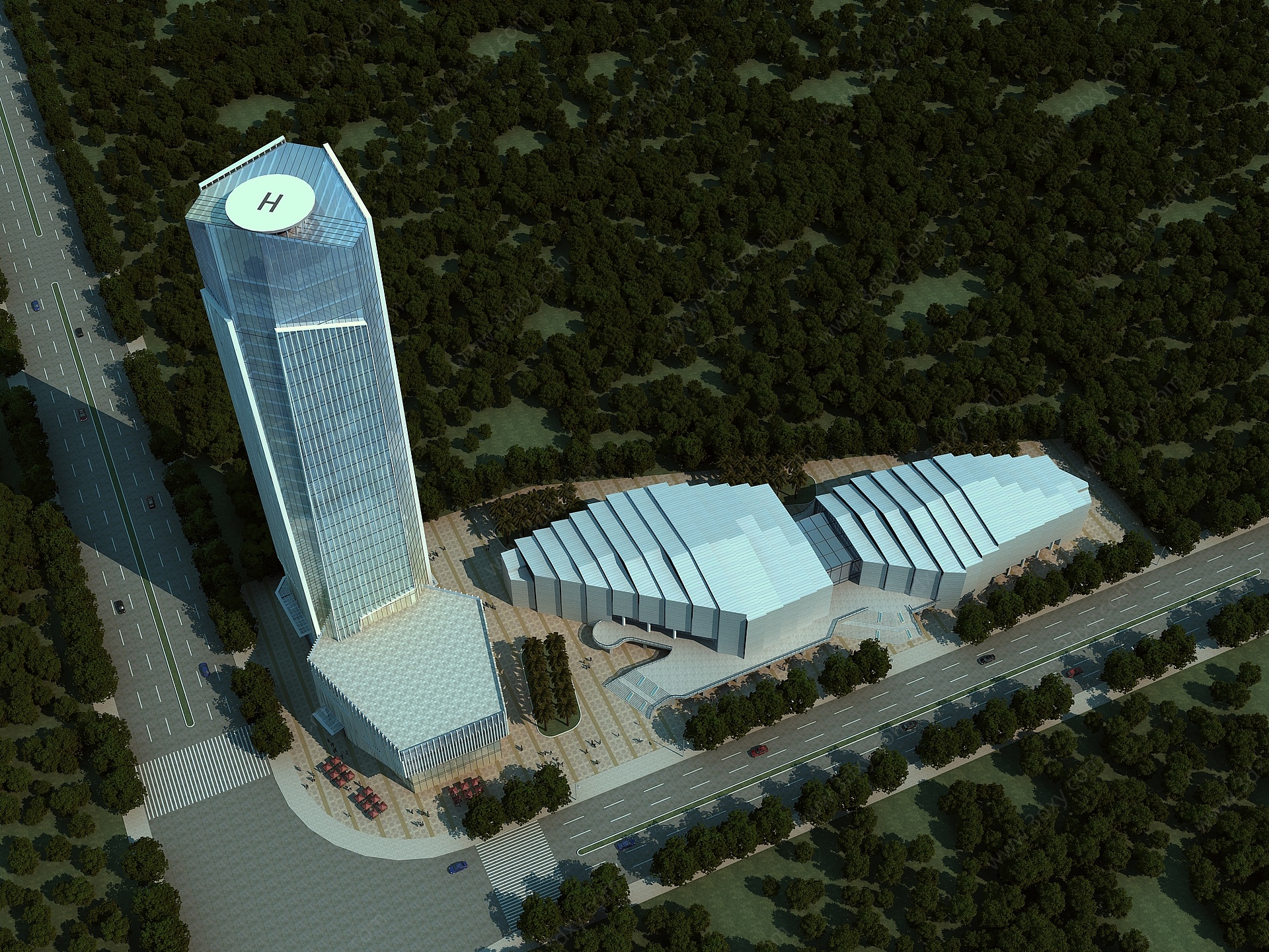 现代高层办公楼3D模型