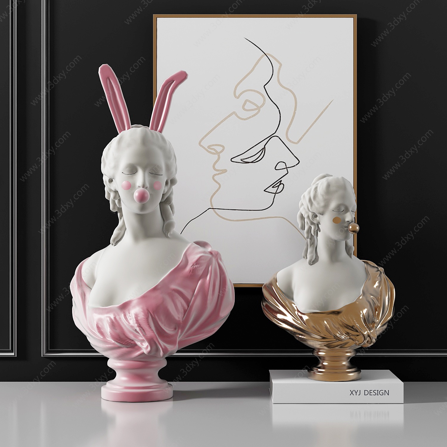 女神石膏像摆件3D模型