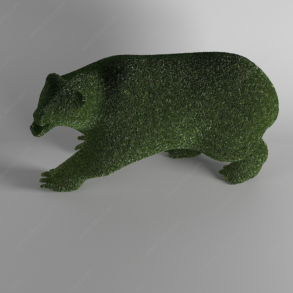 绿雕花雕草雕熊装饰3D模型