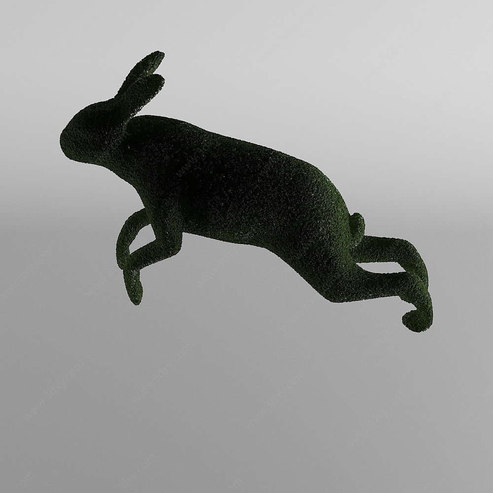 植物雕塑草雕奔跑的兔子3D模型