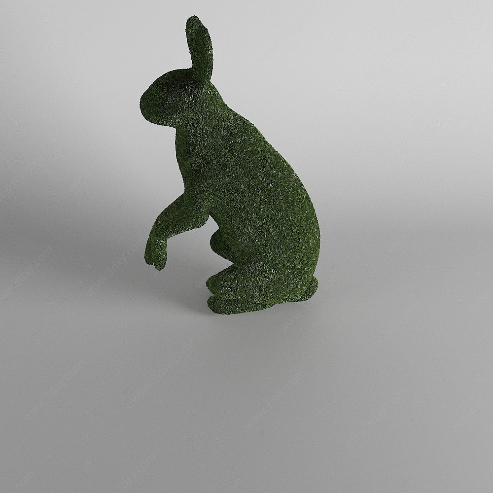 植物雕塑站着的兔子3D模型