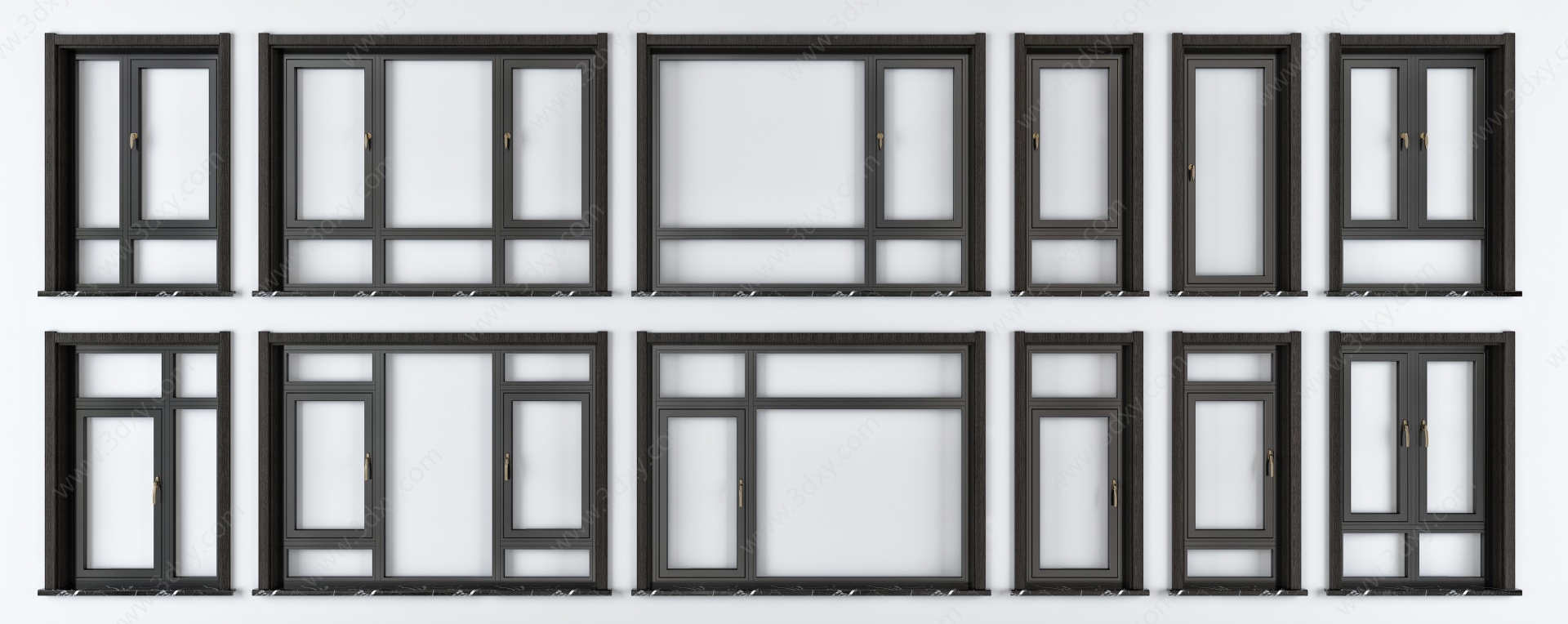 现代窗户断桥铝窗塑钢窗3D模型