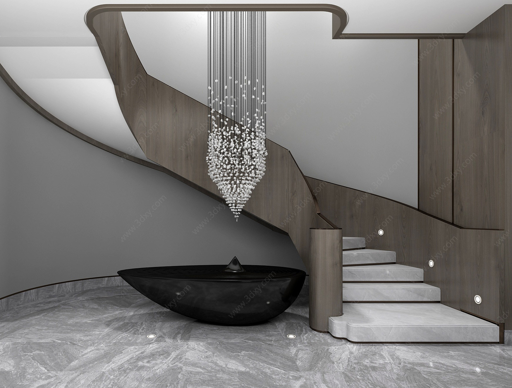 现代风格楼梯弧形旋转楼梯3D模型