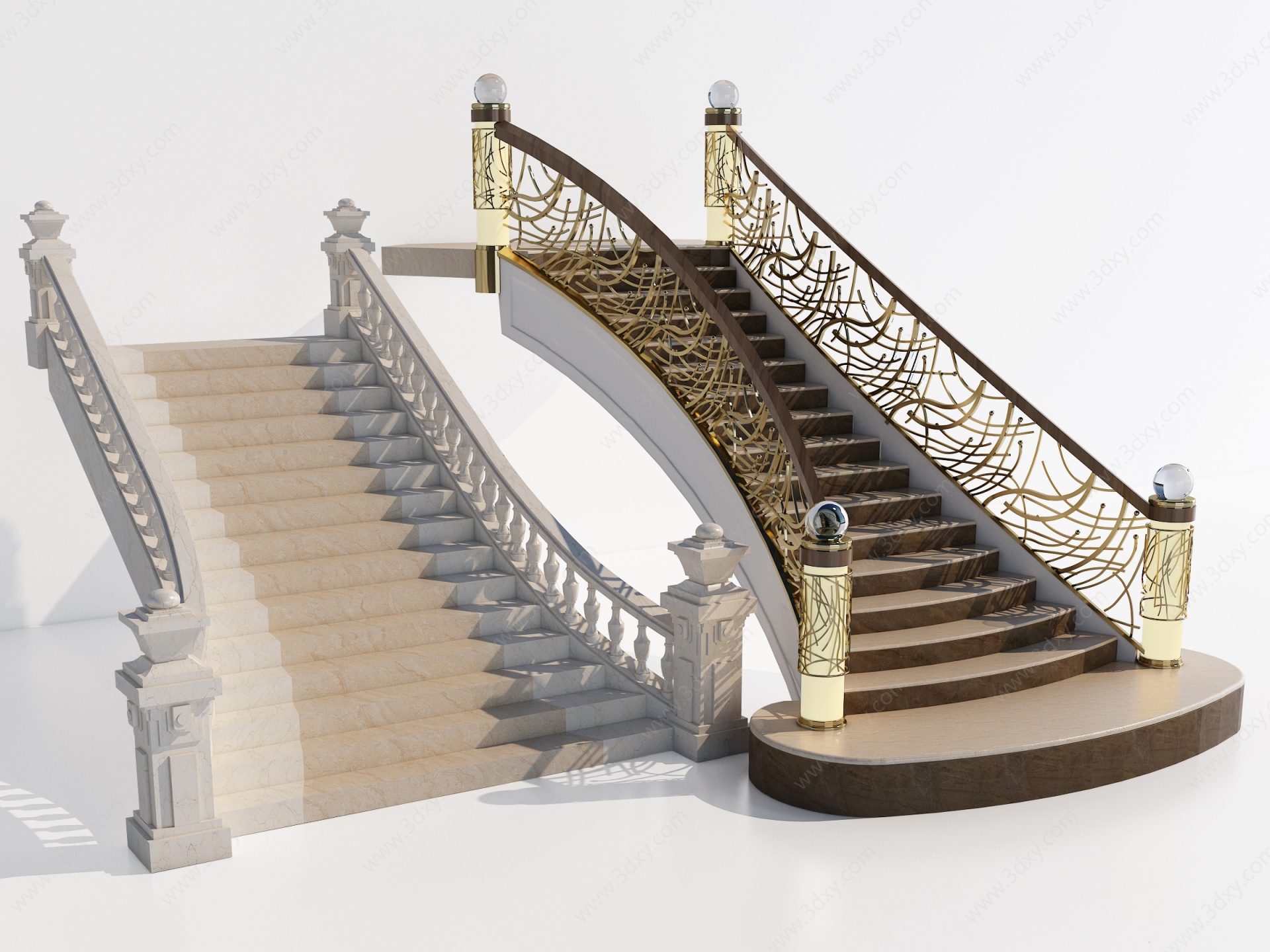 简欧扶手楼梯3D模型