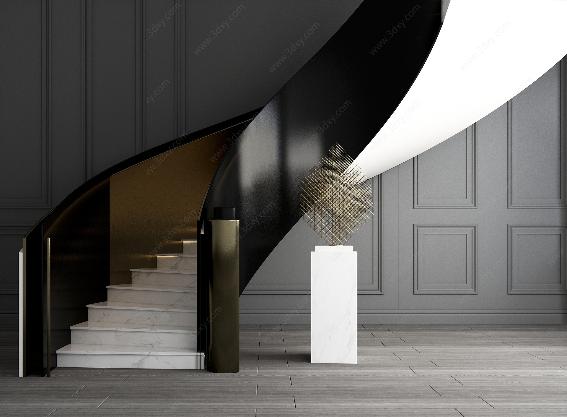 现代风格楼梯旋转楼梯雕塑3D模型