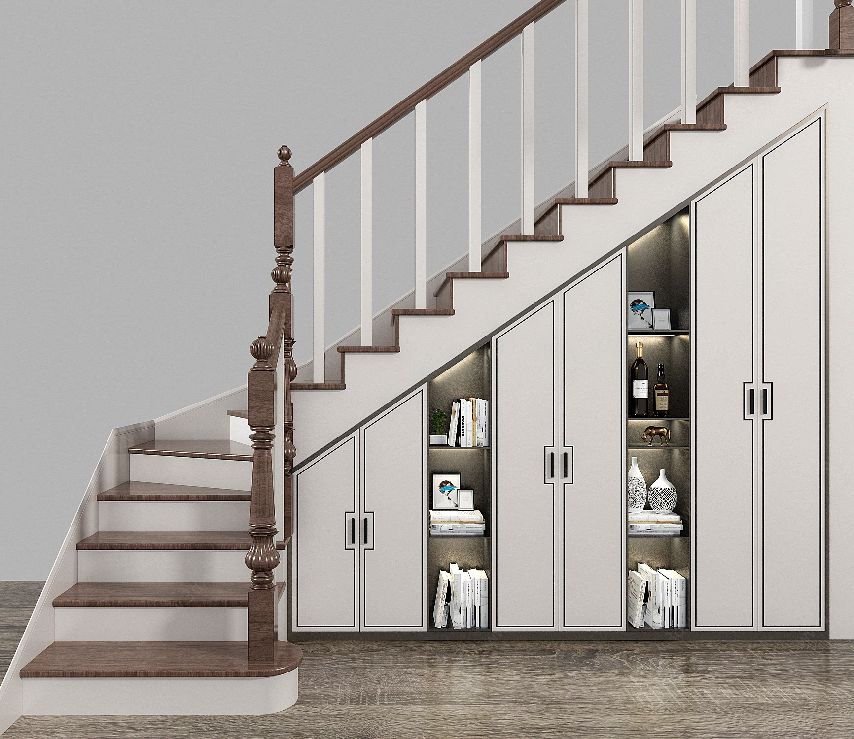 新中式楼梯储物柜楼梯柜3D模型