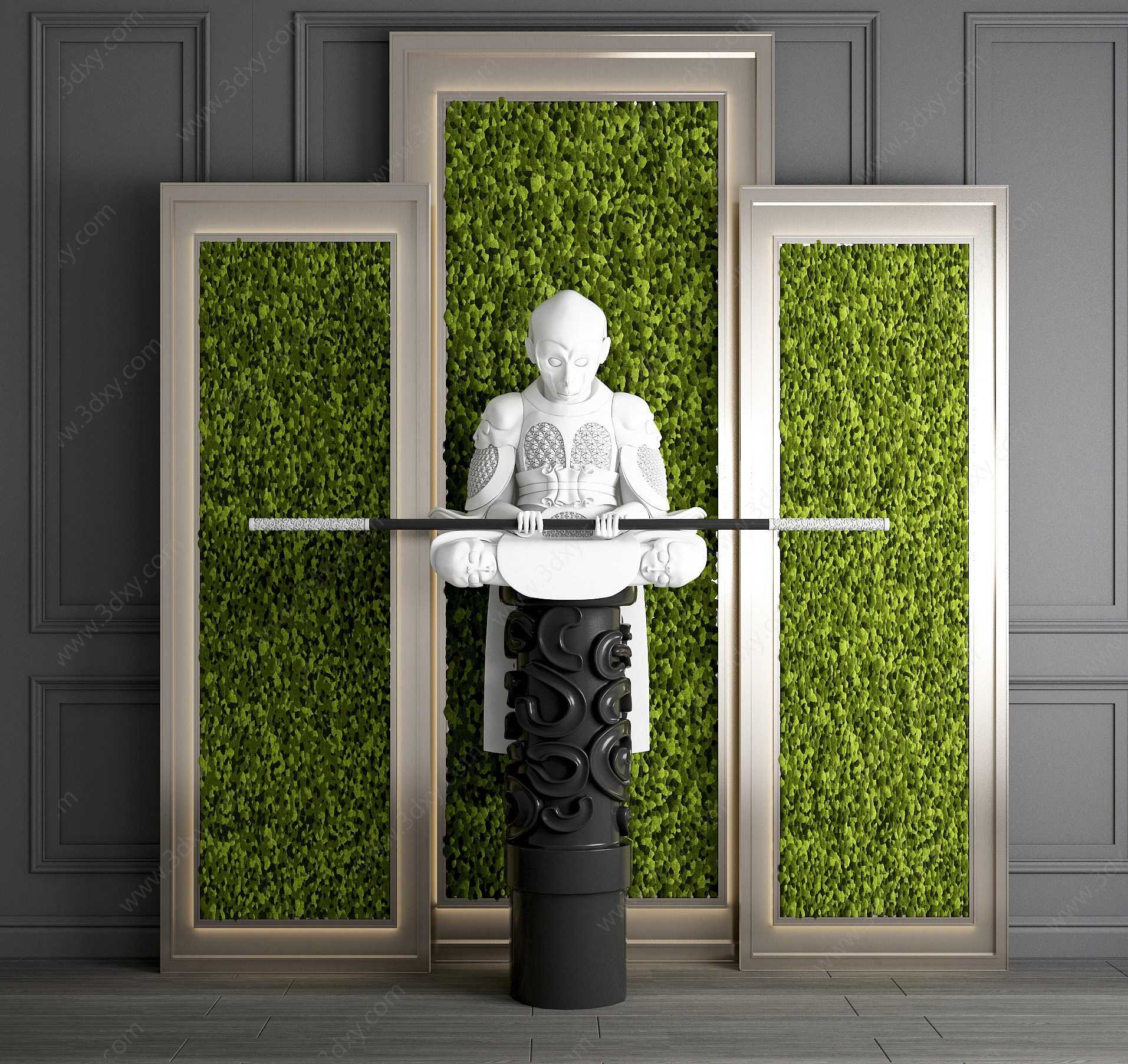绿植墙植物墙雕塑3D模型