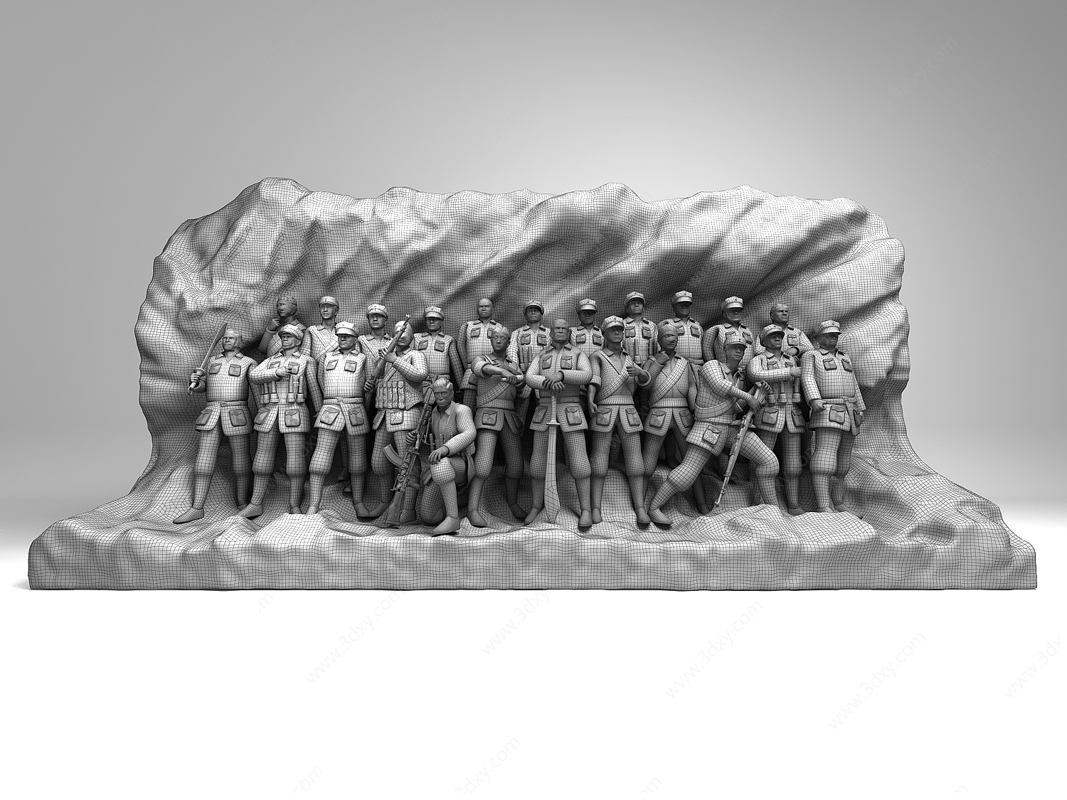 红军战士雕塑战士群体雕塑3D模型