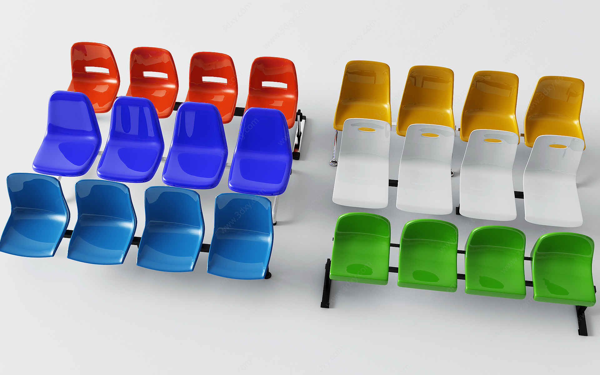 现代公共椅塑料椅3D模型