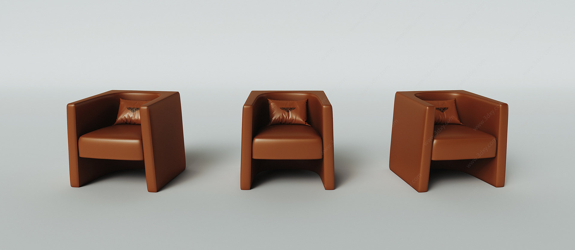 现代轻奢皮单椅3D模型